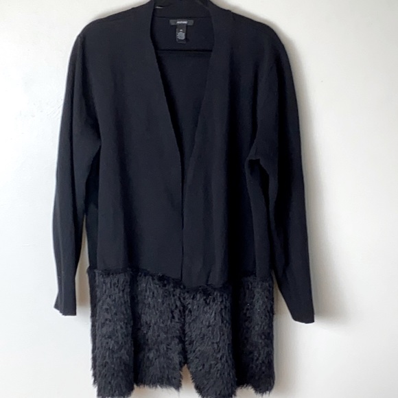 Alfani Sweaters - Alfani Jacket Style Cardigan Long Sleeve Black Faux Fur Panel Sweater Size XL